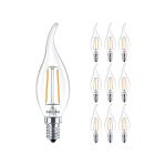 Confezione Multipack 10x Philips Corepro LED Candela E14 Punta attorcigliata Filamento Chiara 2W 250lm - 827 Bianco Molto Caldo | Sostitutiva 25W