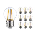 Confezione Multipack 10x Noxion Lucent Lustre LED E27 Sferica Filamento Chiara 2.5W 250lm - 827 Bianco Molto Caldo - Sostitutiva 25W