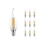 Confezione Multipack 10x Noxion Lucent LED E14 Punta attorcigliata Candela Filamento Chiara 4.5W 470lm - 827 Bianco Molto Caldo | Dimmerabile - Sostitutiva 40W