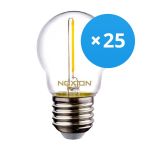Confezione Multipack 25x Noxion Lucent LED E27 Sferica Filamento Chiara 1.4W 136LM - 827 Bianco Molto Caldo | Sostitutiva 15W
