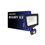 Noxion Proiettore LED Beamy G3.1 Nero 30W 3300lm 110D - 840 Bianco Freddo | IP44 - Sensore di Movimento e Luce - Simmetrico 