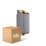 Confezione Multipack 10x Nordlux Nico Luce Da Parete Aluminium Antracite Up & Down | IP54 - Adatto per 2x GU10