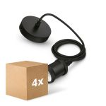 Confezione Multipack 4x Portalampada Philips Cord Vintage Filamento E27 Nero LED