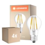 Confezione Multipack 4x Ledvance Classic LED E27 Pera Filamento Chiara 11W 1521lm - 827 Bianco Molto Caldo | Dimmerabile - Sostitua 100W