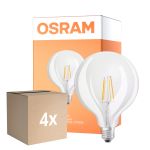 Confezione Multipack 4x Osram SuperStar LED E27 Globe 125mm Filamento Chiara 7W 806lm - 822-827 Dim to Warm | Dimmerabile - Sostitutiva 60W