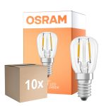 Confezione Multipack 10x Osram Speciale T LED E14 Tubolare Filamento Chiara 1.6W 50lm - 824 Bianco Molto Caldo | Sostitutiva 5W