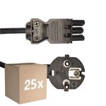 Confezione Multipack 25x Noxion GST - Compatibile Cavo di alimentazione Nero - Femmina + Schuko Europlug - 2m - 3 pole 0.75mm2