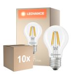 Confezione Multipack 10x Ledvance Classic LED E27 Pera Filamento Chiara 3.4W 470lm - 827 Bianco Molto Caldo | Sostitutiva 40W