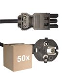 Confezione Multipack 50x Noxion GST - Compatibile Cavo di alimentazione Nero - Femmina + Schuko Europlug - 2m - 3 pole 0.75mm2