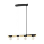 Eglo Luce Pendente Bailrigg Acciaio Legna Nero Marrone | IP20 - Adatto per 4x E27 