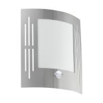 Eglo Luce Da Parete City Acciaio Inossidabile | IP44 - Adatto per 1x E27 - Sensore Di Movimento