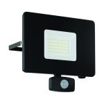 Eglo Luce Da Parete Faedo 3 Aluminium Nero 53W 5800lm - 850 Bianco Freddo | IP44 - Sensore Di Movimento