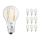 Confezione Multipack 10x Ledvance Classic LED E27 Pera Filamento Chiara 7.5W 1055lm - 827 Bianco Molto Caldo | Dimmerabile - Sostitua 75W