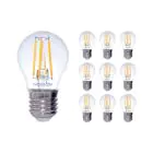 Confezione Multipack 10x Noxion Lucent Lustre LED E27 Sferica Filamento Chiara 4.5W 470lm - 827 Bianco Molto Caldo | Dimmerabile - Sostitutiva 40W