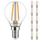 Confezione Multipack 10x Noxion Lucent LED E14 Sferica Filamento Chiara 2.5W 250lm - 827 Bianco Molto Caldo | Sostitutiva 25W