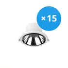 Confezione Multipack 15x Noxion Downlight LED Apollo 9W 1100lm 60D - 840 Bianco Freddo | 145mm - Ritaglio 120mm - Alu Riflettore - UGR 