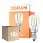 Confezione Multipack 10x Osram Speciale T LED E14 Tubolare Filamento Chiara 1.6W 50lm - 824 Bianco Molto Caldo | Sostitutiva 5W