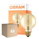 Confezione Multipack 4x Osram Vintage 1906 LED E27 Globe Filament Gold 95mm 7W 600lm - 822 Extra Warm White | Dimmable