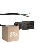 Confezione Multipack 25x Noxion GST - Compatibile Cavo di alimentazione Nero - Maschio + Estremità aperte - 3m - 3 pole 0,75mm2