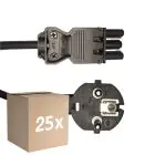 Confezione Multipack 25x Noxion GST - Compatibile Cavo di alimentazione Nero - Femmina + Schuko Europlug - 3m - 3 pole 0.75mm2