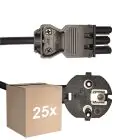 Confezione Multipack 25x Noxion GST-Compatibile Cavo di alimentazione - Femmina + Schuko Europlug - Nero 1.5m - 3 pole 0.75mm2