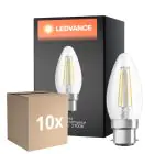 Confezione Multipack 10x Ledvance Classic Performance LED Bulbo B22d Candela Filamento Chiara 4W 470lm - 827 Bianco Molto Caldo | Sostitutiva 40W